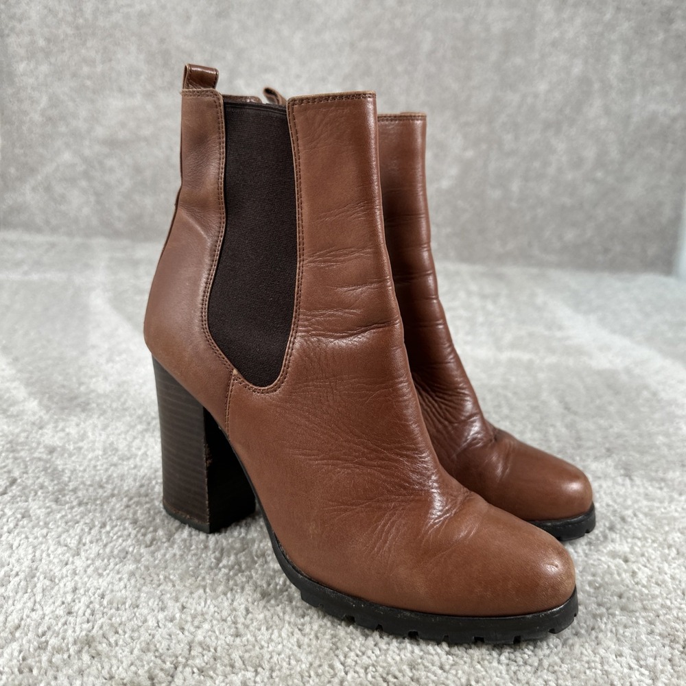 Coach Odelle Sydney Ankle Boots Womens Size 7.5 B Brown Leather High Heel
